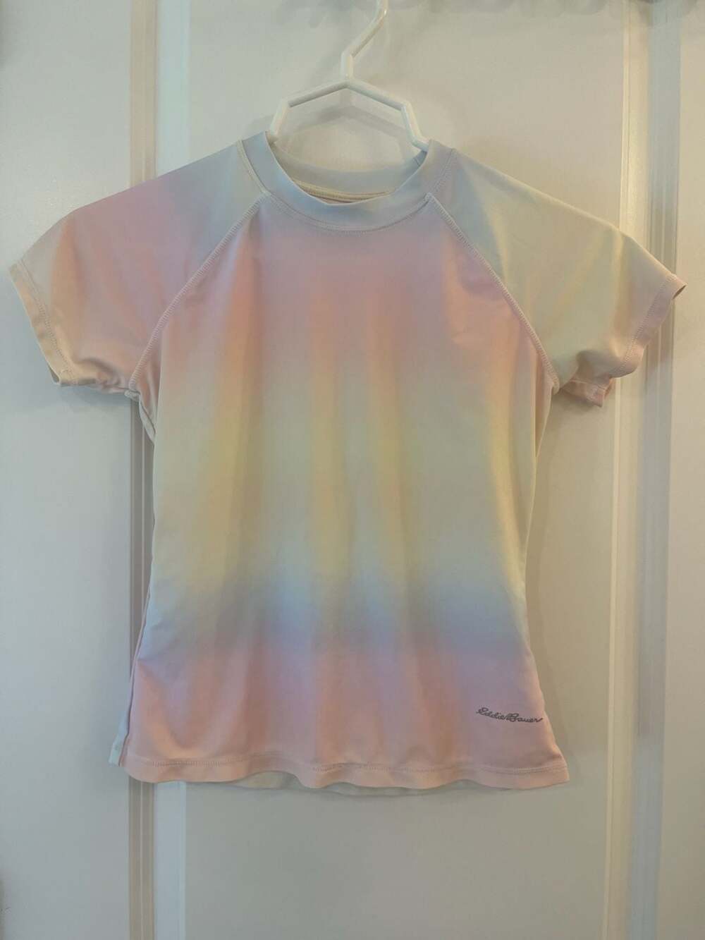 Eddie Bauer Kids Girls Short Sleeve Pastel Ombre Rash Guard Swim Shirt